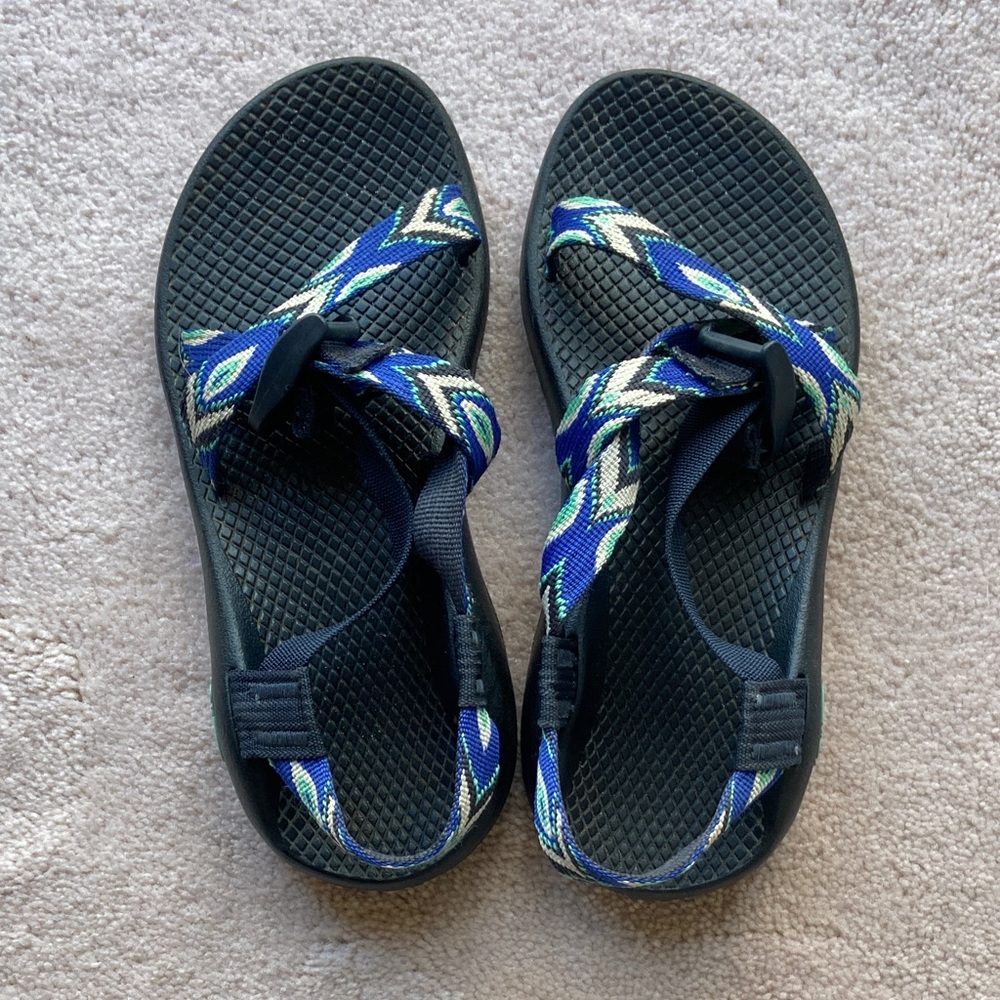Chaco Blue and Green Patterned Sandals